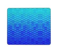 Ocean Sea Blue Mermaid Fish Scale Stable Grip Mouse Pad Desk Mat, Lock Edge with Non-Slip Rubber Bottom for Computer Laptop PC