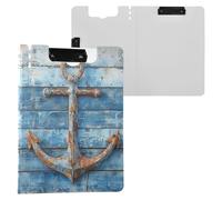Ocean Sea Blue Wooden Retro Folding Clipboards Double Metal Clips Pen Holder Clip Board with Cover Clipboard Folio Laboratory Accessories