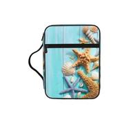 Ocean Sea Seashell Starfish Print Bible Cover Lightweight Tablet Sleeve Durable Makeup Bag Pencil Case for Church School Travel