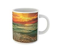 Ocean Sea Sunset Sunrise Beach Vacation Dawn Destination Dusk Coffee Mug Unique Tea Cup Durable Travel Mug Novelty Gift for Anniversary Celebration Mom Office 330Ml