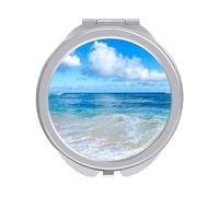 Ocean Sea Tropical Sandy Beach Hawaii Kauai Folding Make Up Mirror, Compact 2X/1X Magnification Mirror, Women Portable Travel Makeup Mirror 2.4 x 2.4 inch