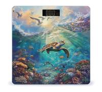 Ocean Sea Turtle Coral Tropical Fish Seagulls Weighing Scales Body Weight Digital Bathroom Scale with High Precision Sensors LED Display