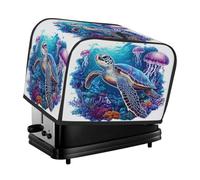 Ocean Sea Turtle Jellyfish Toaster Cover 4 Slice Dust Cover for Bread Machine,Small Kitchen Appliance