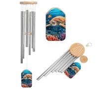 Ocean Sea Turtle Memorial Wind Chimes for Outside Deep Tone 20.5", 6 Aluminum Tubes, Sympathy Windchimes Personalized Chimes for Outdoor Garden Patio Yard Decor, Bereavement Condolence Gift