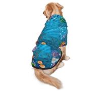 Ocean Sea Turtle Tropical Fish Starfish Print Dog Hoodie For Medium To Large Dogs, Warm, Soft, Breathable Sweatshirt, Easy To Wear Jumper For Winter And Fall, Pet Coat Pullover