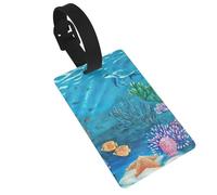 Ocean Sea Turtle Tropical Fish Starfish Print Luggage Tag for Suitcases Cute Waterproof and Reusable Travel Bag Backpack Tags Gifts