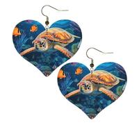 Ocean Sea Turtle Tropical Fish Starfish Women's Leather Earrings Heart Hook Earring Lightweight Dangle Drop for Women Jewelry