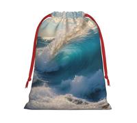 Ocean Sea Wave Christmas Bag Drawstring Bags Large Santa Bag Kids Xmas Presents Storage Assorted Upgrade