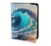 Ocean Sea Wave Print 5.5in Passport Travel Document Wallet Case Stylish Secure Men Women For Travelers, Black, One Size