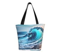 Ocean Sea Wave Print Comfortable Summer Shoulder Bag Canvas Tote Travel Beach Hiking Shopping Weekend