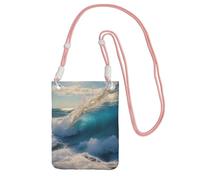 Ocean Sea Wave Print Crossbody Bag For Women, Shoulder Bag Purse, Travel Sport Mini Phone Bag, Phone Wallet, Pink, One Size