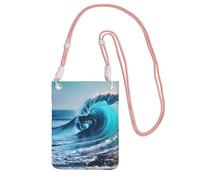 Ocean Sea Wave Print Crossbody Bag For Women, Shoulder Bag Purse, Travel Sport Mini Phone Bag, Phone Wallet, Pink, One Size