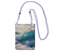 Ocean Sea Wave Print Crossbody Bag For Women, Shoulder Bag Purse, Travel Sport Mini Phone Bag, Phone Wallet, Purple, One Size