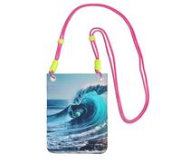 Ocean Sea Wave Print Crossbody Bag For Women, Shoulder Bag Purse, Travel Sport Mini Phone Bag, Phone Wallet, Fuchusia, One Size