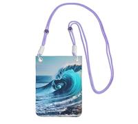 Ocean Sea Wave Print Crossbody Bag For Women, Shoulder Bag Purse, Travel Sport Mini Phone Bag, Phone Wallet, Purple, One Size