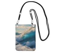 Ocean Sea Wave Print Crossbody Bag For Women, Shoulder Bag Purse, Travel Sport Mini Phone Bag, Phone Wallet, Black, One Size