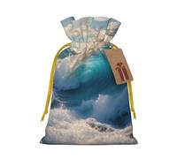 Ocean Sea Wave Print Drawstring Gift Bags,For Holiday Season,Birthdays,Anniversaries And Any Special Occasion