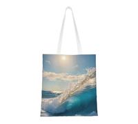 Ocean Sea Wave Print Functional Bag Reusable Practical Bags Lightweight Foldable Work Travel Gym Beach