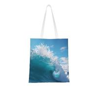 Ocean Sea Wave Print Functional Bag Reusable Practical Bags Lightweight Foldable Work Travel Gym Beach