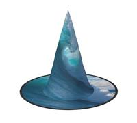 Ocean Sea Wave Print Halloween Witch Hat Carnival Costume Accessory Foldable Lightweight Cap Festivals