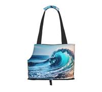 Ocean Sea Wave Print Pet Tote Bag, Foldable Portable Single Shoulder Pet Carrier For Small Dogs Cats