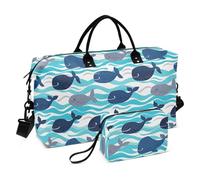 Ocean Sea Wave Whales Travel Duffel Bag Overnight Weekender Bags Sports Duffel Bags with Adjustable Strap for Yoga Foldable bolso de Mano para viajar en Avion