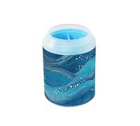 Ocean Sea Waves Blue Portable Pet Foot Washer with Soft Massage Brush Feet Bathing Brush for Small Medium Dogs and Cats