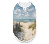 Ocean Seascape Lighthouse Breathable Dog Shirts Clothes Printed Sleeveless Vest Soft Summer Tank Top for Small Medium Large Pet