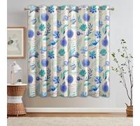 Ocean Seashell Coral Curtains Blackout, 46x54 Inch 2 Panels - Watercolor Coastal Beach Pattern Black Out Curtains, Home Decor, 54 Drop Eyelet Window Drapes for Bedroom, Living Room A&BP173