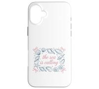 Ocean Seashell Starfish The Sea Is Calling Quote Case for iPhone 16 Plus