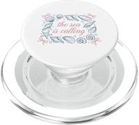 Ocean Seashell Starfish The Sea Is Calling Quote PopSockets PopGrip for MagSafe