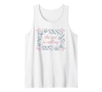 Ocean Seashell Starfish The Sea is Calling Quote Tank Top