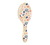Ocean Seashells Starfish White Pattern Hair Brush for Women Detangler Curly Thick Hair Brush for Women Girls