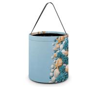 Ocean Seashells Summer Halloween Trick Or Treat Bag Reusable Candy Tote | Reinforced Polyester, Collapsible & Machine Washable, 8x8" Spacious, Wide Handles for Small Hand, Reusable Year After Year