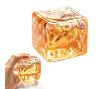 Ocean Sensory Squishies Cube, 3D Underwater Island Stress Relief Toy with Floating Seashells & Glitter, Slow Rise TPR Cube for Anxiety Relief, Desk Decor Calming Gift for Adults Kids Teens