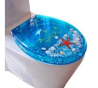Ocean Series Art Slose Close Resin Toilet Seat with Cover, Premium Soft Close Toilet Seat,Heavy Duty Toilet Seat Soft Close with Antibacterial Feature,Style G