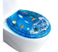 Ocean Series Art Slose Close Resin Toilet Seat with Cover, Premium Soft Close Toilet Seat,Heavy Duty Toilet Seat Soft Close with Antibacterial Feature,Style F