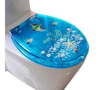 Ocean Series Art Slose Close Resin Toilet Seat with Cover, Premium Soft Close Toilet Seat,Heavy Duty Toilet Seat Soft Close with Antibacterial Feature,Style B