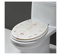 Ocean Series Art Slow Close Resin Toilet Seat with Cover, 3D Effects Heavy Duty Toilet Lid with Dolphin, Starfish, Real Seashells and Sands