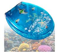 Ocean Series Art Toilet Seat Lid - Slow Close Resin Seat with 3D Effects, Beautiful Design, Adjustable Hinges - Fits Most Toilets - Family Toilet Seat Easy To Clean
