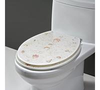 Ocean Series Oval Resin Toilet Seat - Quiet Slow Close, Quick Release, Thick Bathroom Lid with Adjustable Hinges for Easy Top Fix Installation and Cleaning