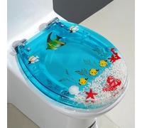 Ocean Series Soft Close Resin Toilet Seat - Transparent Loo Seat with Slow Close Hinge & Quick Release Mechanism(Style N)