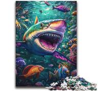 Ocean Shark 1000 Piece Jigsaw Puzzles for Teenagers Gifts,Challenging Game Gifts for Is Ideal As A Gift for The Whole Family (38X52cm)