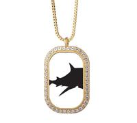 ocean Shark biology fish Necklace Pendant Diamond Crystal Golden Jewelry