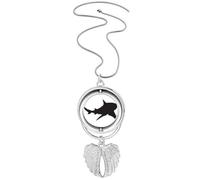 ocean Shark biology fish Pendant Angel Wings Rotating Necklace Jewelry