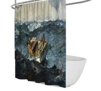 Ocean Shark Pattern Shower Curtain the Gulf Stream Famous Painting Print Bathroom Curtains Waterproof Fabric Bathtub Sets with Hooks 90 x 180 cm