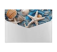 Ocean Shell Art File Folder, Plastic Accordion File Folders with 6 Pockets, Expanding File Organizer with Snap Closure, Portable Document Paper Organizer, Office Supplies Filing Folders