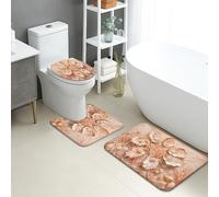 Ocean Shells Quick Dry Bath Mat, Vintage Coral Reef Absorbent Non Slip Shower Mat, Summer Coastal Flannel Washable Bath Rugs for Bathroom Toilet Restroom Decorative 3 Piece Sets