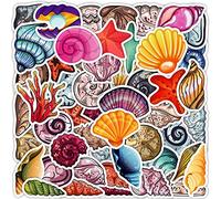 Ocean Shells Stickers for Kids Teens Adults Boys Girls Gift,50 Pcs Stickers Pack for Skateboard,Luggage,Car,Bike,Cup,Computer,Laptop, Water Bottle Decor,Marine Animals Vinyl Waterproof Sticker Decals
