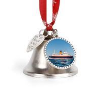 Ocean Ship Christmas Bells Ornaments, Hanging Iron Jingles Decoration - Elegant Jingle Bell Ornament for Tree, Home, Festive Decor